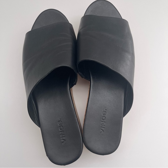 VINCE James B Leather Women’s Platform Cork Slide Black Sandals size 7.5 - Picture 8 of 14
